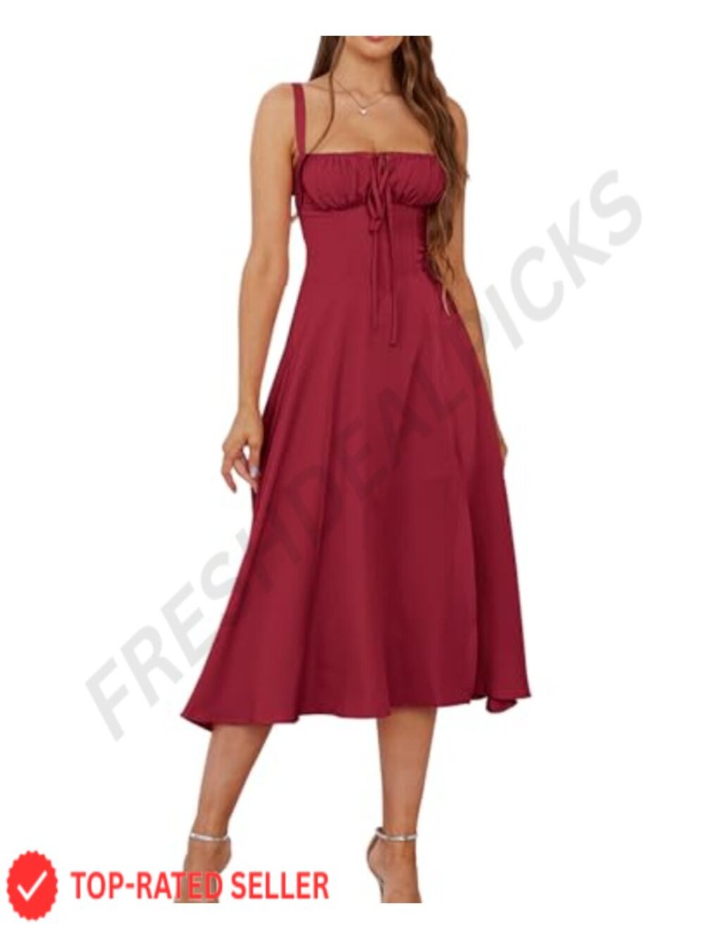 Corset Midi Dress Polyester Spandex Sleeveless Wedding Guest
